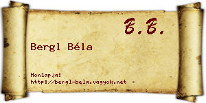 Bergl Béla névjegykártya